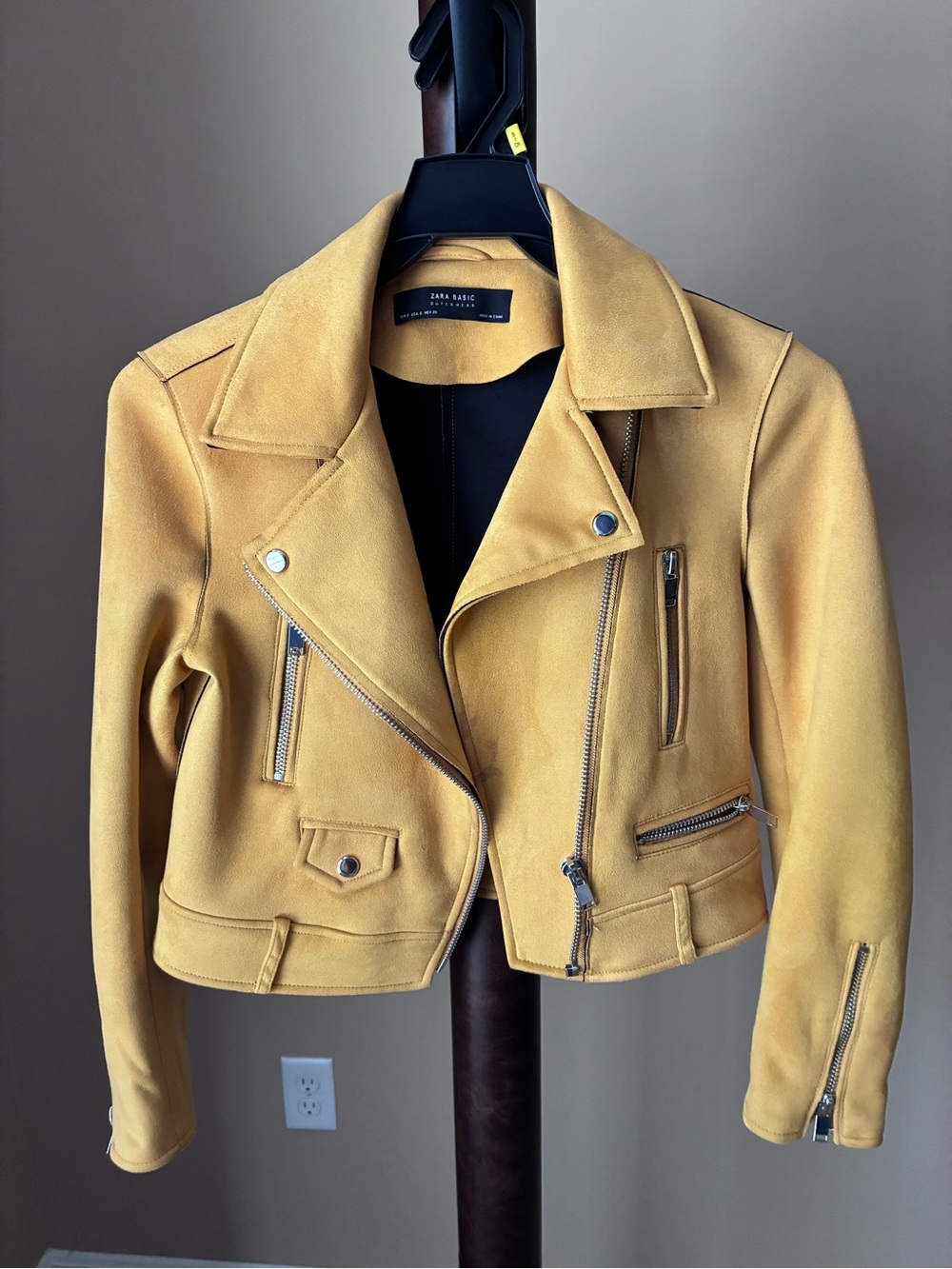 Zara Yellow Suede Moto Jacket